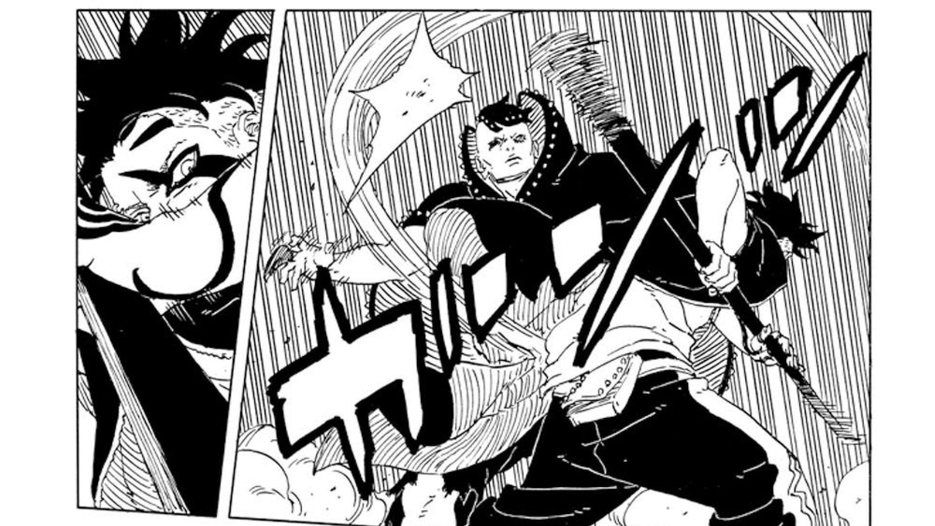 Kawaki takes Jura off guard in Boruto: Two Blue Vortex chapter 24 (Image via Shueisha)
